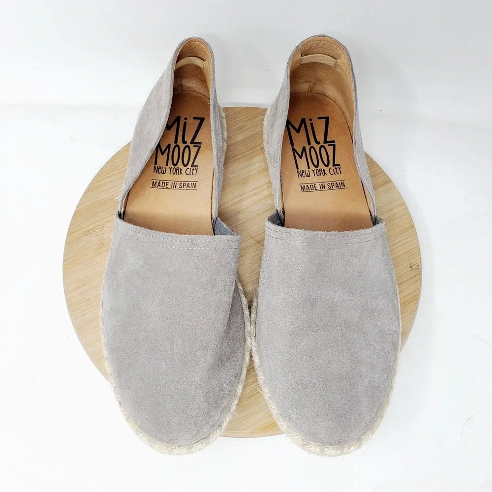 Miz Mooz Espadrille Sandals Womens 41 Carmena Grey‎ Suede D'Orsay Flat Shoes